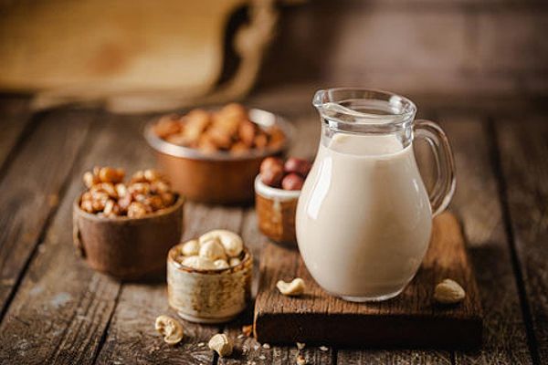 Non-dairy sources of calcium on a wooden table